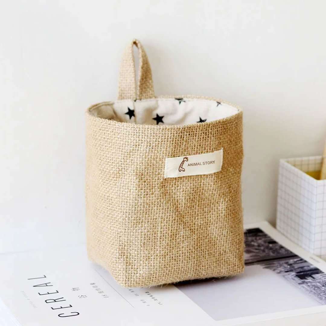 Petits sacs de rangement suspendus en coton et lin