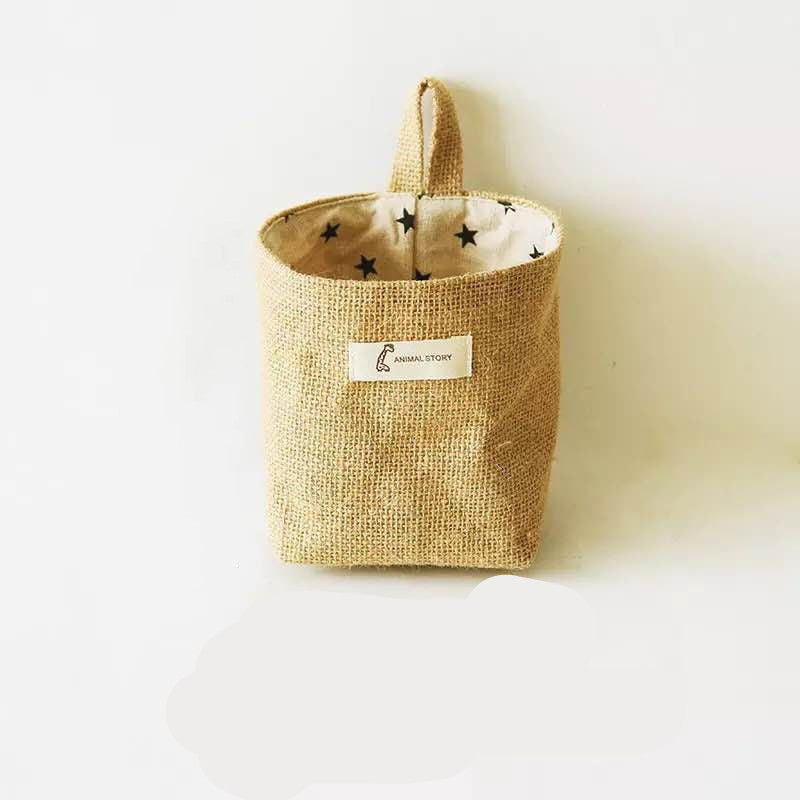 Petits sacs de rangement suspendus en coton et lin
