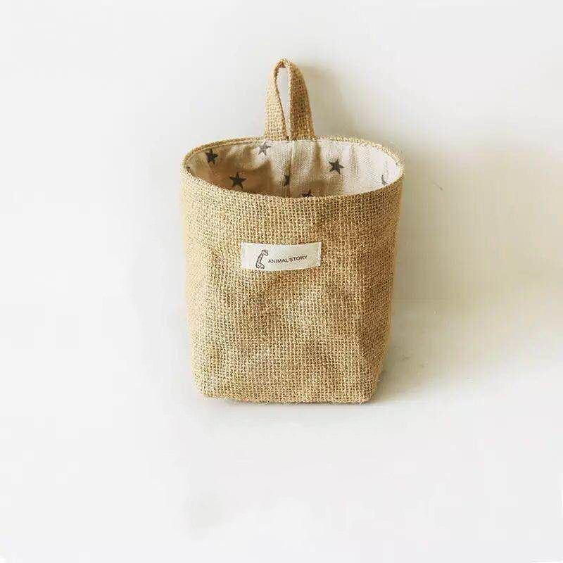 Petits sacs de rangement suspendus en coton et lin