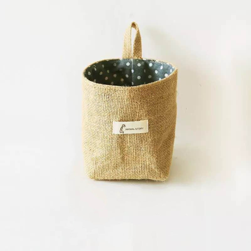 Petits sacs de rangement suspendus en coton et lin