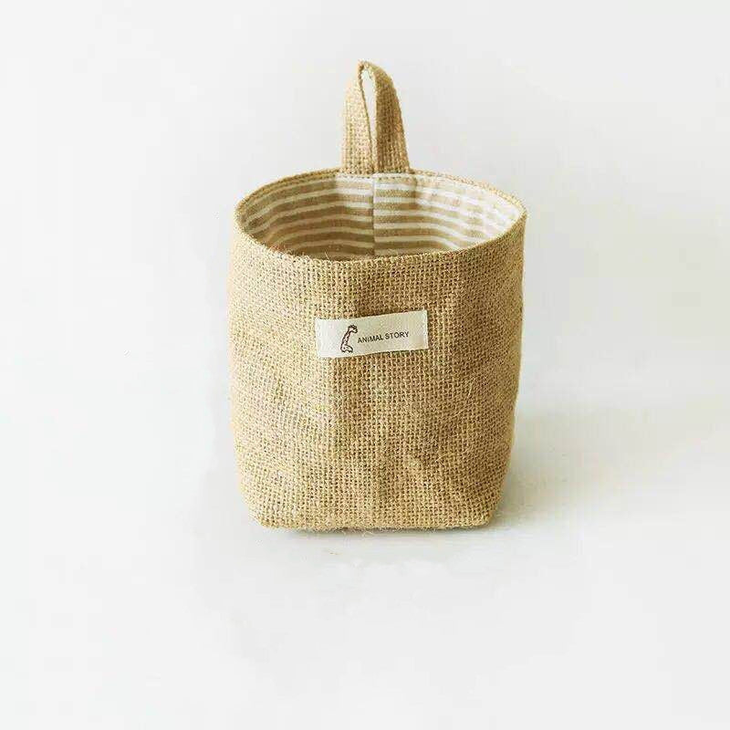 Petits sacs de rangement suspendus en coton et lin