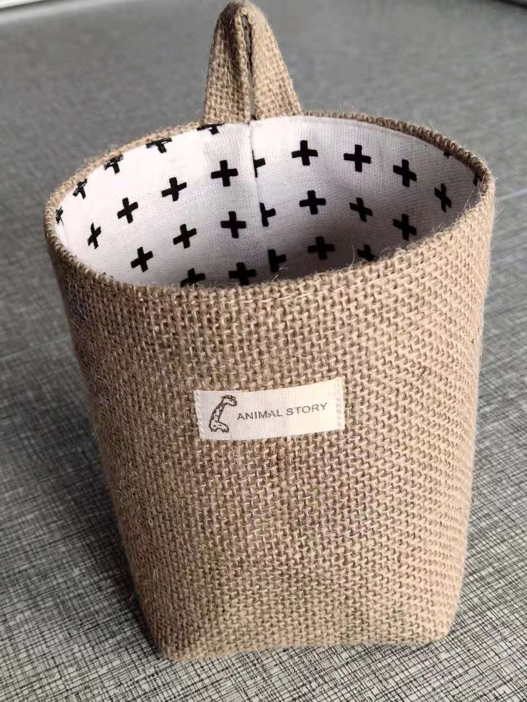 Petits sacs de rangement suspendus en coton et lin
