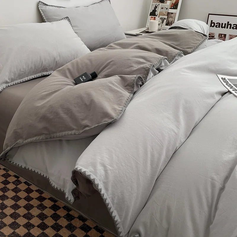 Ensemble de Linge de Lit en Coton Lavé