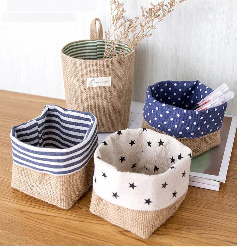 Lot de 3 Paniers Suspendus en Jute et Lin