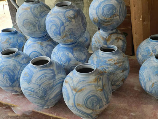 Vase en céramique Variations de Tons Bleus