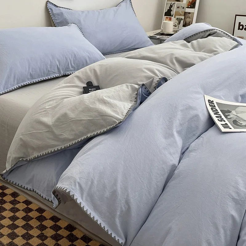Ensemble de Linge de Lit en Coton Lavé
