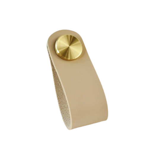 Poignée en Cuir Nordique pour Tiroirs et Armoires – Laiton & Cuirette