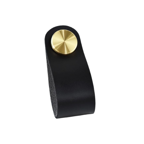 Poignée en Cuir Nordique pour Tiroirs et Armoires – Laiton & Cuirette