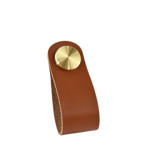 Poignée en Cuir Nordique pour Tiroirs et Armoires – Laiton & Cuirette