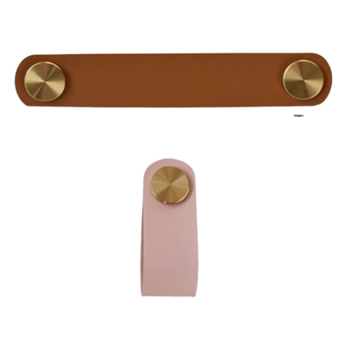 Poignée en Cuir Nordique pour Tiroirs et Armoires – Laiton & Cuirette