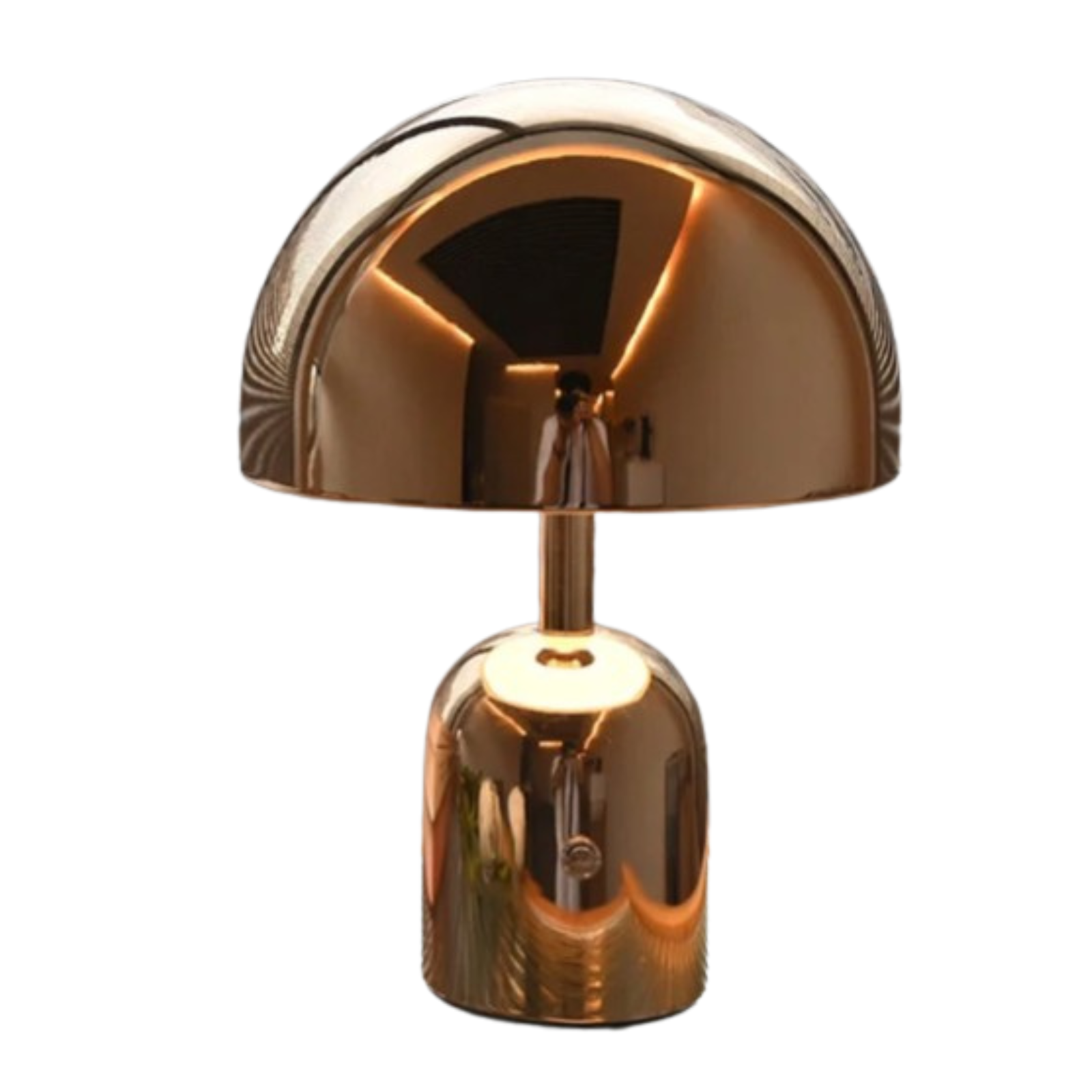 Lampe de table LED Champignon en métal brillant – Rechargeable et tactile
