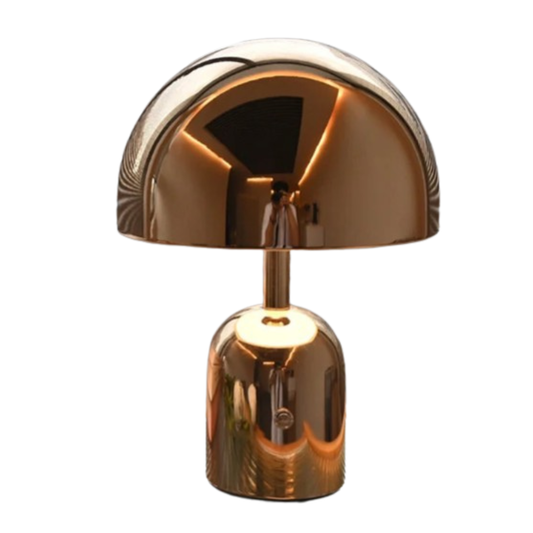 Lampe de table LED Champignon en métal brillant – Rechargeable et tactile
