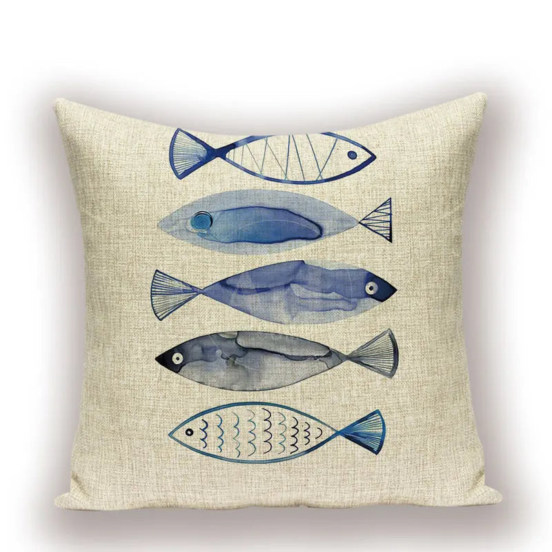 Housse de Coussin Poisson – Lin Naturel