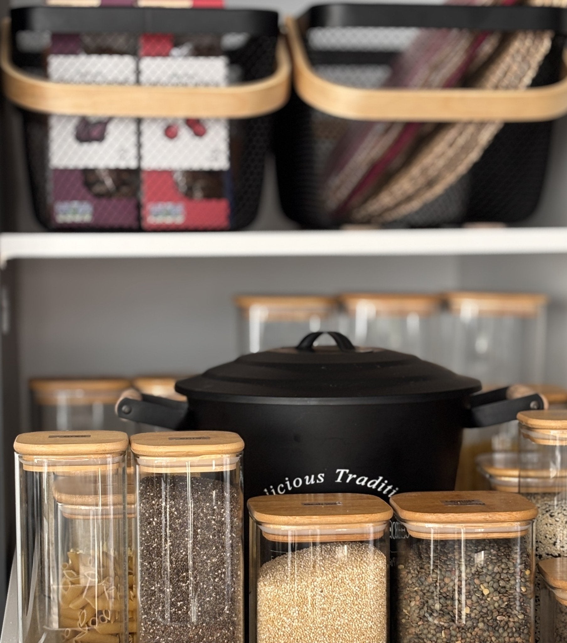 Bocaux carrés en verre 10 oz avec couvercle en bambou – Organisation & beauté naturelle dans la cuisine