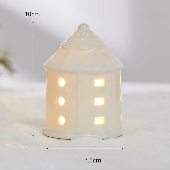 Maisons Céramiques Lumineuses — Petite scène d’hiver à la lueur douce