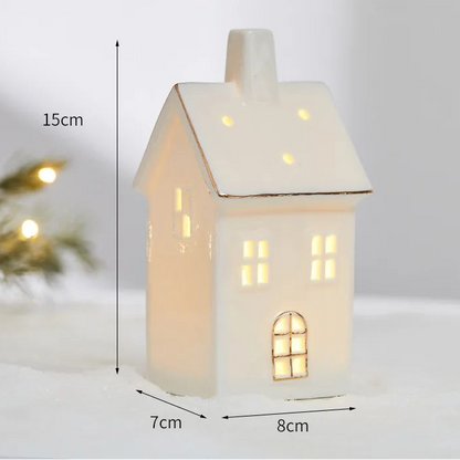 Maisons Céramiques Lumineuses — Petite scène d’hiver à la lueur douce