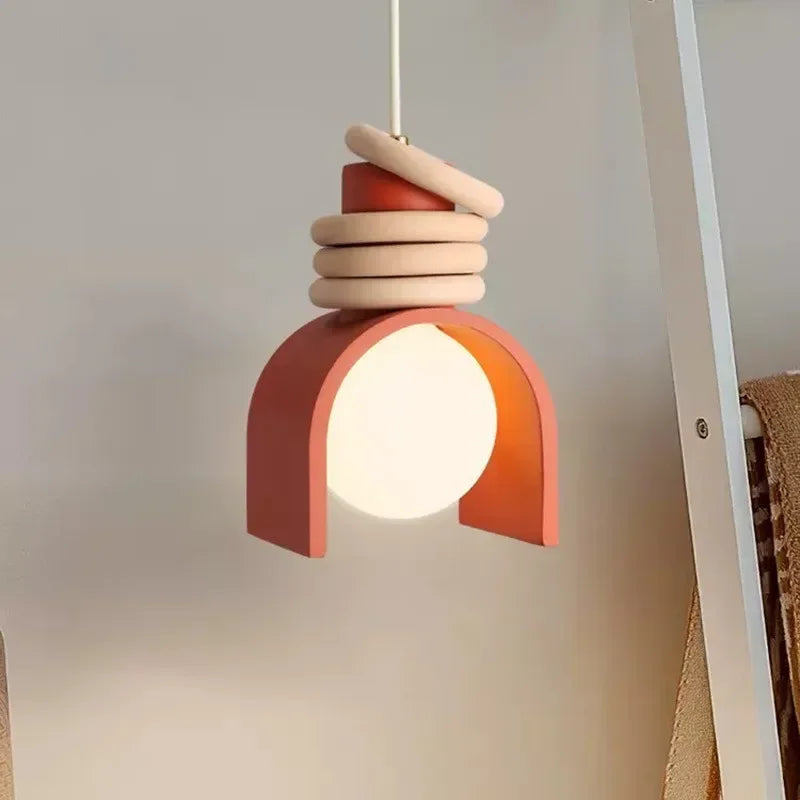Suspension Wabi-Sabi Macaron – luminaire rétro en résine