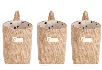 Lot de 3 Paniers Suspendus en Jute et Lin