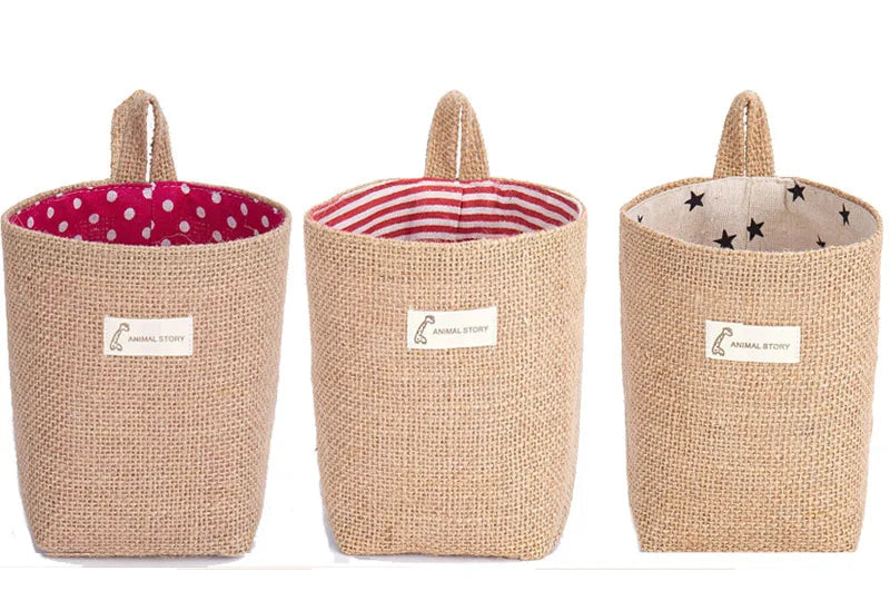 Lot de 3 Paniers Suspendus en Jute et Lin