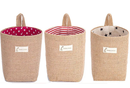 Lot de 3 Paniers Suspendus en Jute et Lin