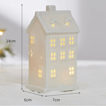 Maisons Céramiques Lumineuses — Petite scène d’hiver à la lueur douce