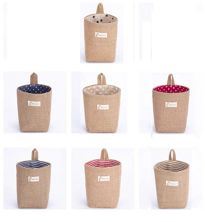 Lot de 3 Paniers Suspendus en Jute et Lin