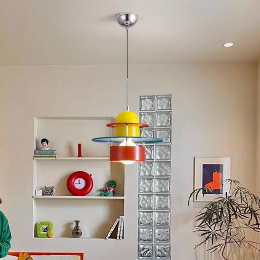 Suspension Memphis Colorée – Métal & Lumière Graphique