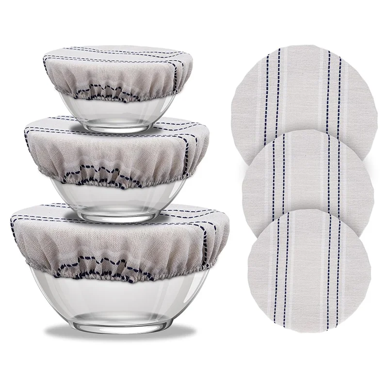 Couvercles de bol réutilisables en lin et coton – spécial Pain maison (lot de 3)