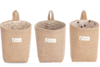 Lot de 3 Paniers Suspendus en Jute et Lin