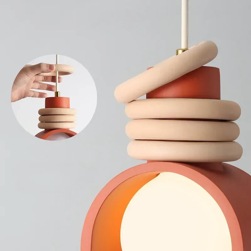 Suspension Wabi-Sabi Macaron – luminaire rétro en résine
