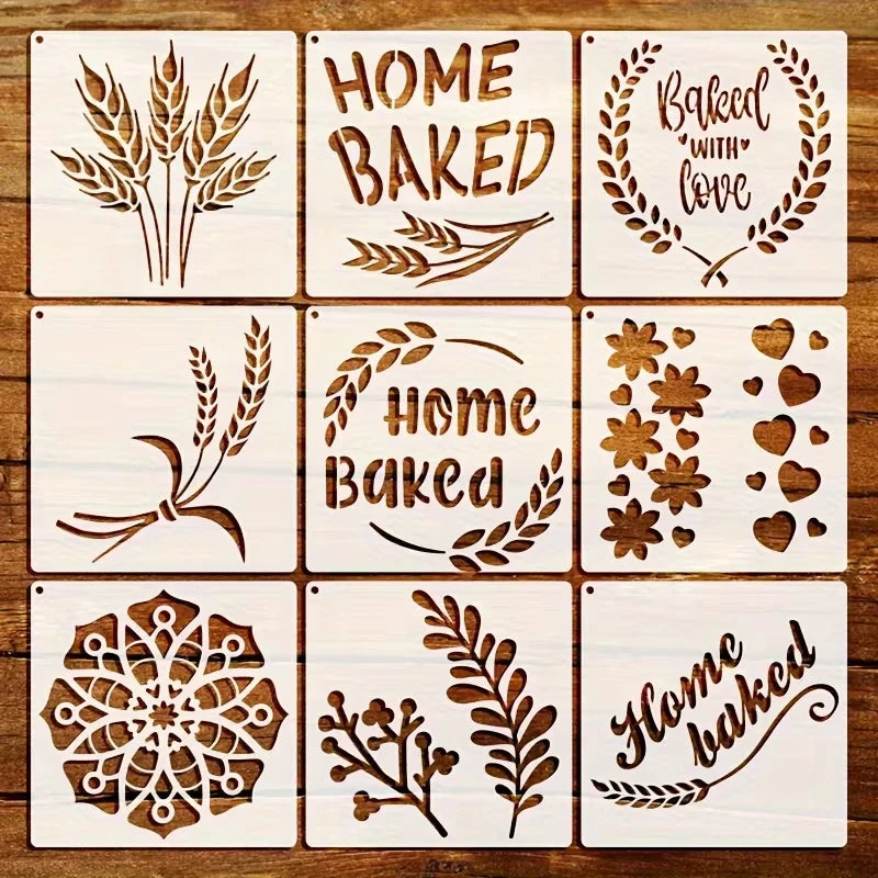 Pochoirs réutilisables pour pain maison – motifs décoratifs (lot de 9)