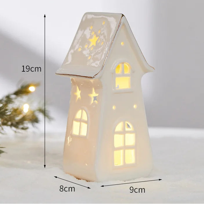 Maisons Céramiques Lumineuses — Petite scène d’hiver à la lueur douce