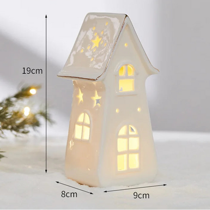 Maisons Céramiques Lumineuses — Petite scène d’hiver à la lueur douce