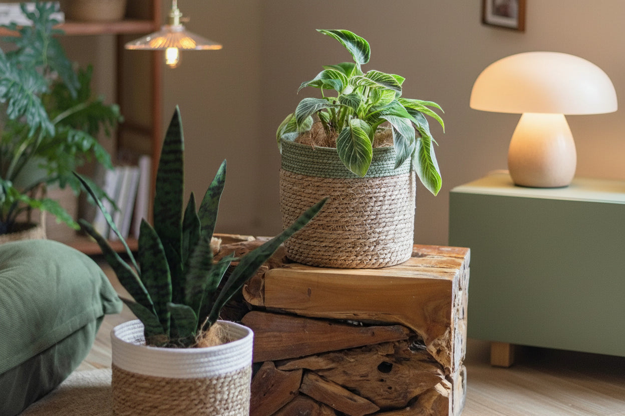 Panier de rangement en paille naturelle – Cache-Pot Tressé