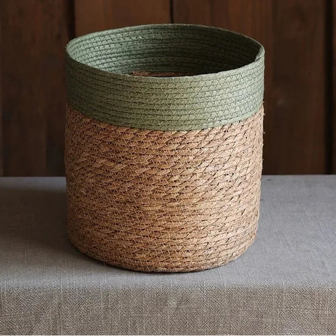 Panier de rangement en paille naturelle – Cache-Pot Tressé