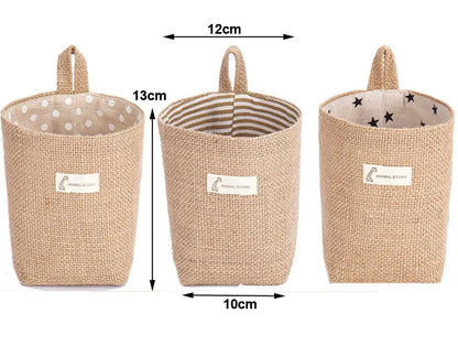 Lot de 3 Paniers Suspendus en Jute et Lin