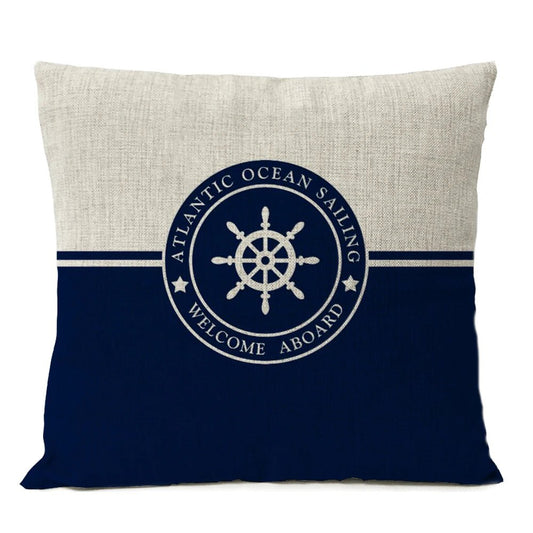 Housse de Coussin aux Motifs Marins