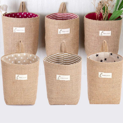 Lot de 3 Paniers Suspendus en Jute et Lin