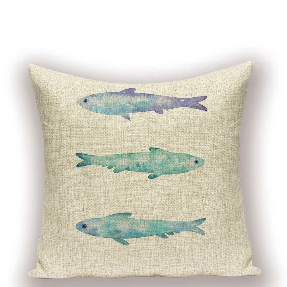 Housse de Coussin Poisson – Lin Naturel