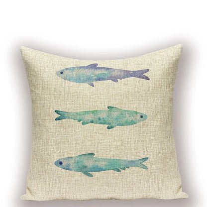 Housse de Coussin Poisson – Lin Naturel