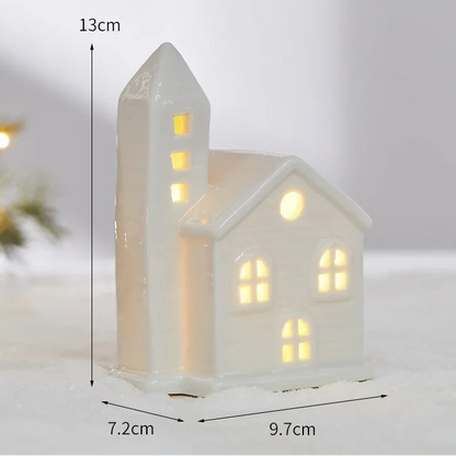 Maisons Céramiques Lumineuses — Petite scène d’hiver à la lueur douce