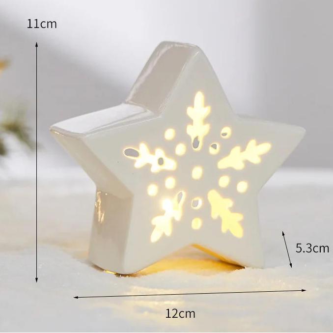 Maisons Céramiques Lumineuses — Petite scène d’hiver à la lueur douce