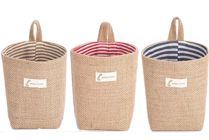 Lot de 3 Paniers Suspendus en Jute et Lin
