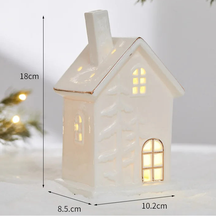 Maisons Céramiques Lumineuses — Petite scène d’hiver à la lueur douce