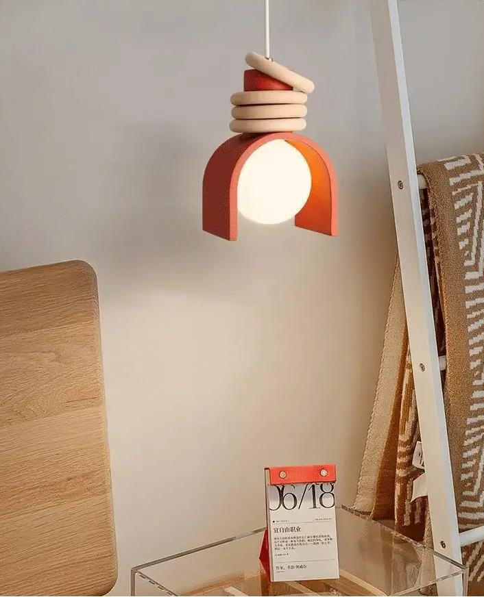 Suspension Wabi-Sabi Macaron – luminaire rétro en résine