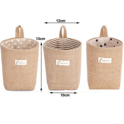 Lot de 3 Paniers Suspendus en Jute et Lin