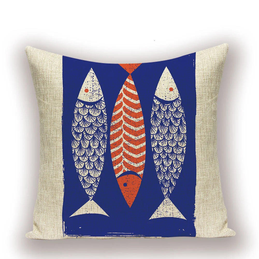 Housse de Coussin Poisson – Lin Naturel