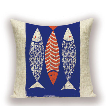 Housse de Coussin Poisson – Lin Naturel
