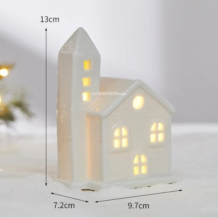 Maisons Céramiques Lumineuses — Petite scène d’hiver à la lueur douce