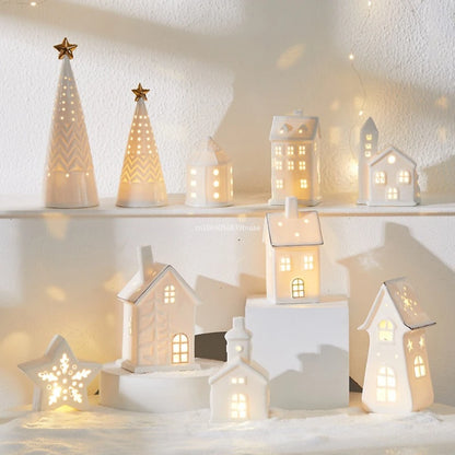 Maisons Céramiques Lumineuses — Petite scène d’hiver à la lueur douce